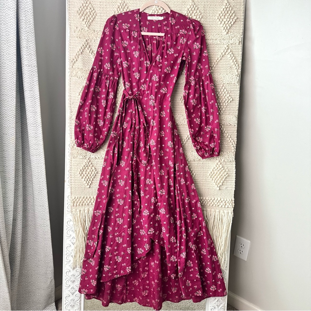 Christy Dawn Augusta Floral Midi Wrap Dress XS